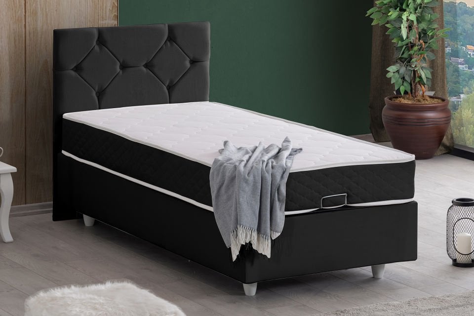 Glamis Baza Başlık Letto Yatak Seti 90 x 190 - Antrasit