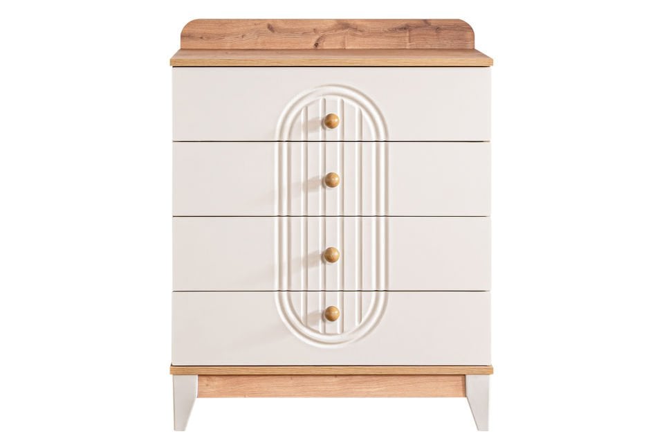 Klas 4 Çekmeceli Şifonyer - Ceviz - Krem
