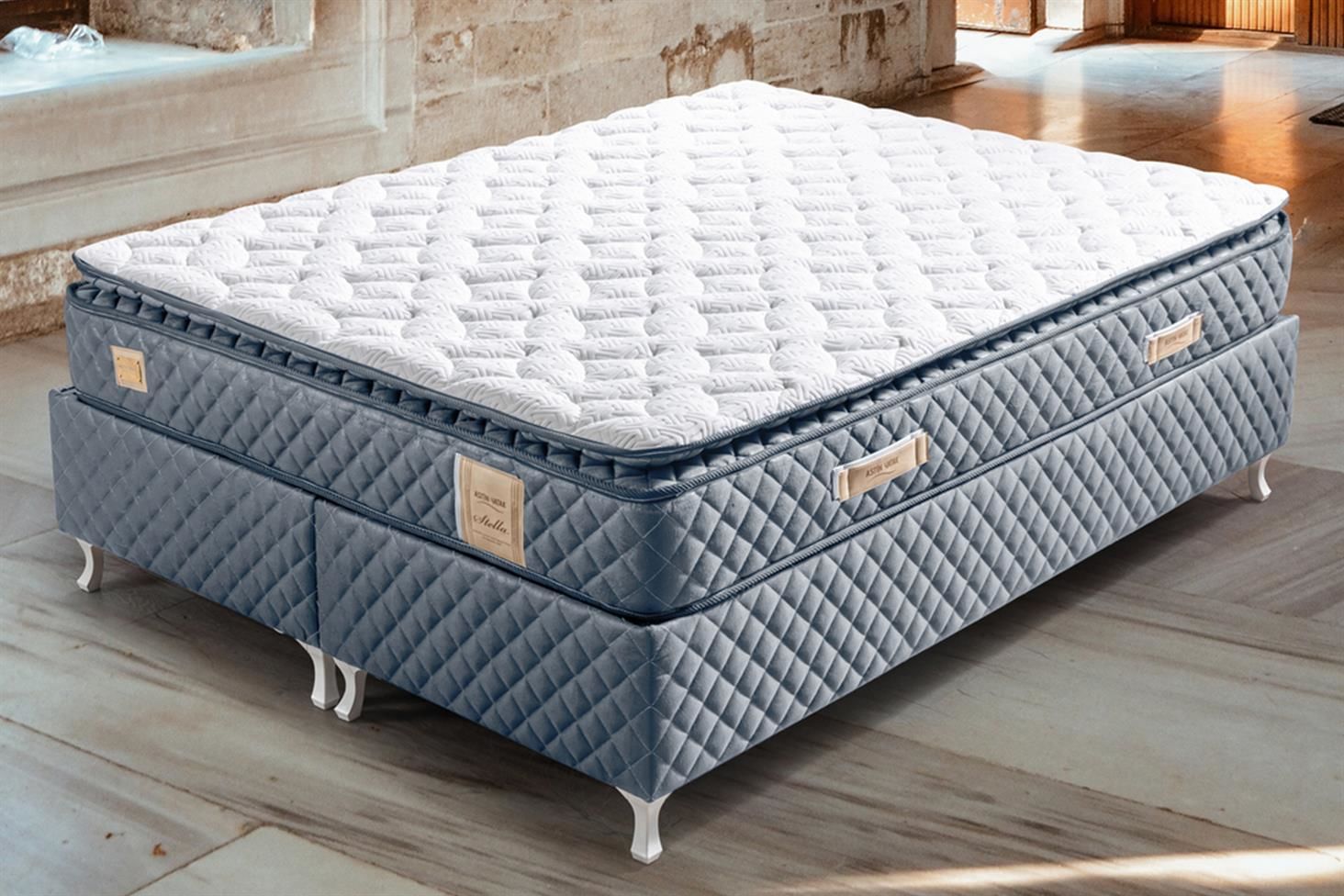 Stella Pedli Ortopedik Yaylı Yatak Açık Mavi - 160x200