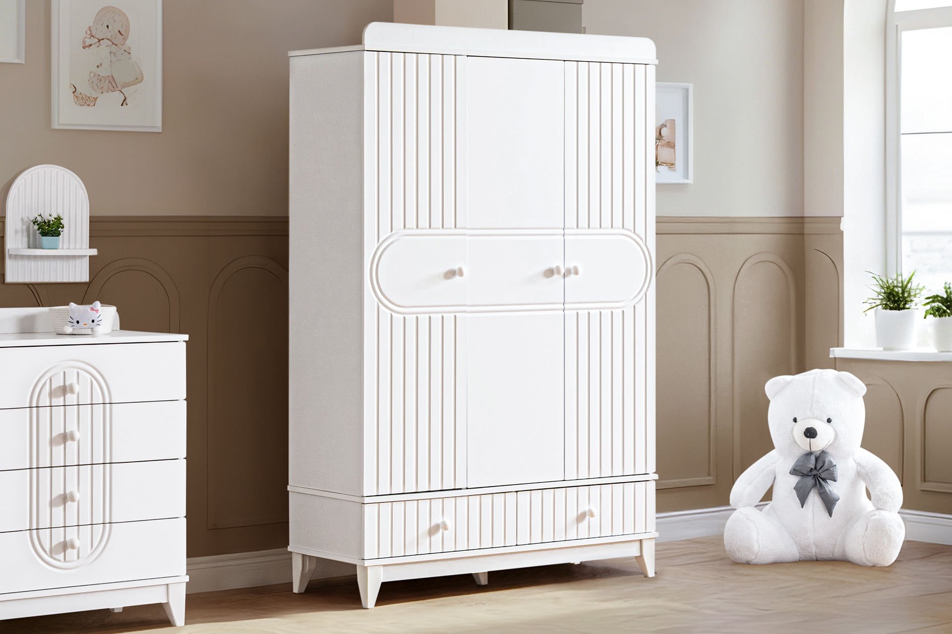 Klas 3 Kapaklı 2 Çekmeceli Dolap - Beyaz