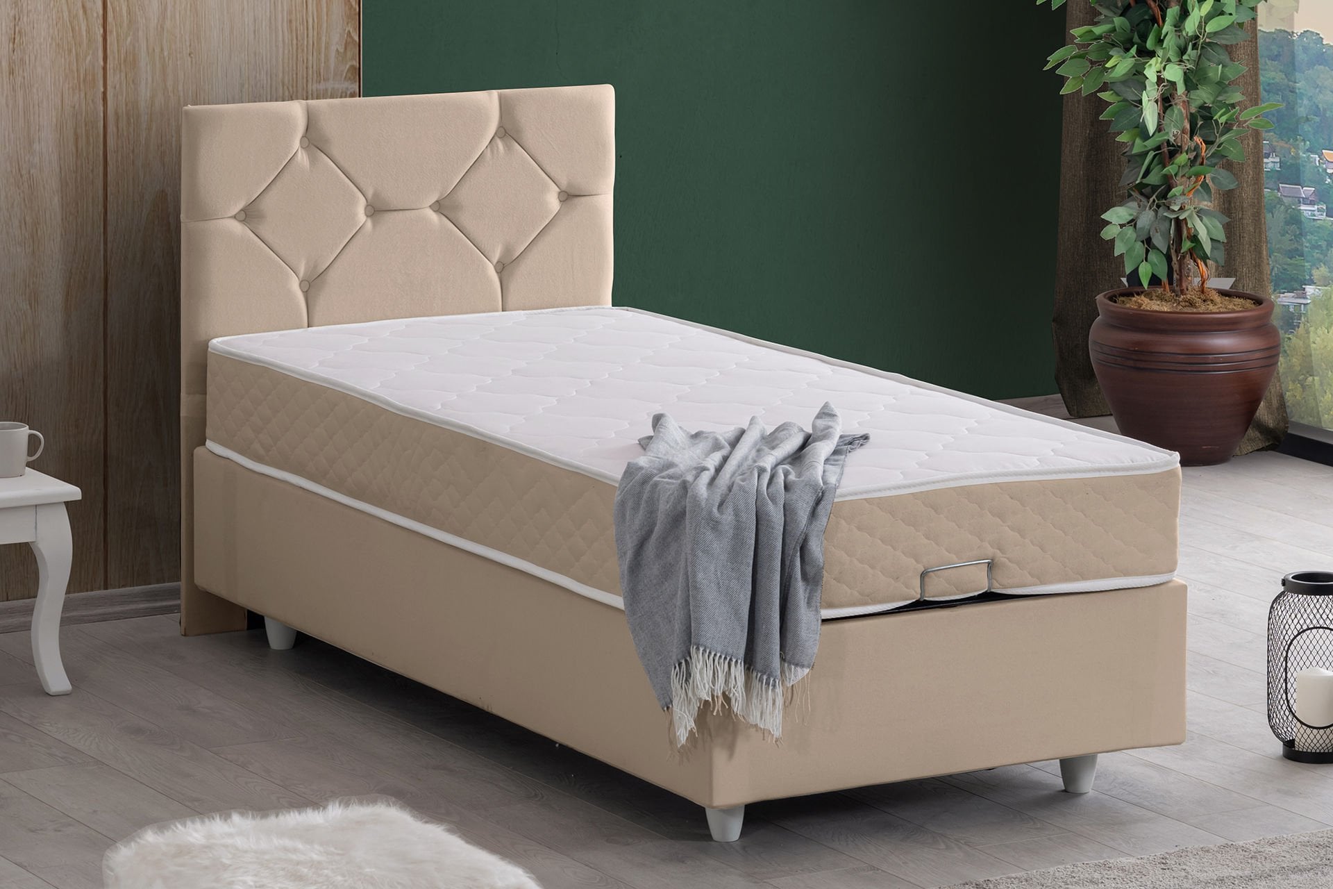 Glamis Baza Başlık Letto Yatak Seti 100 x 200 - Bej