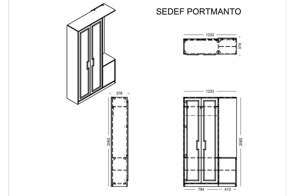Fersa Aynalı Portmanto