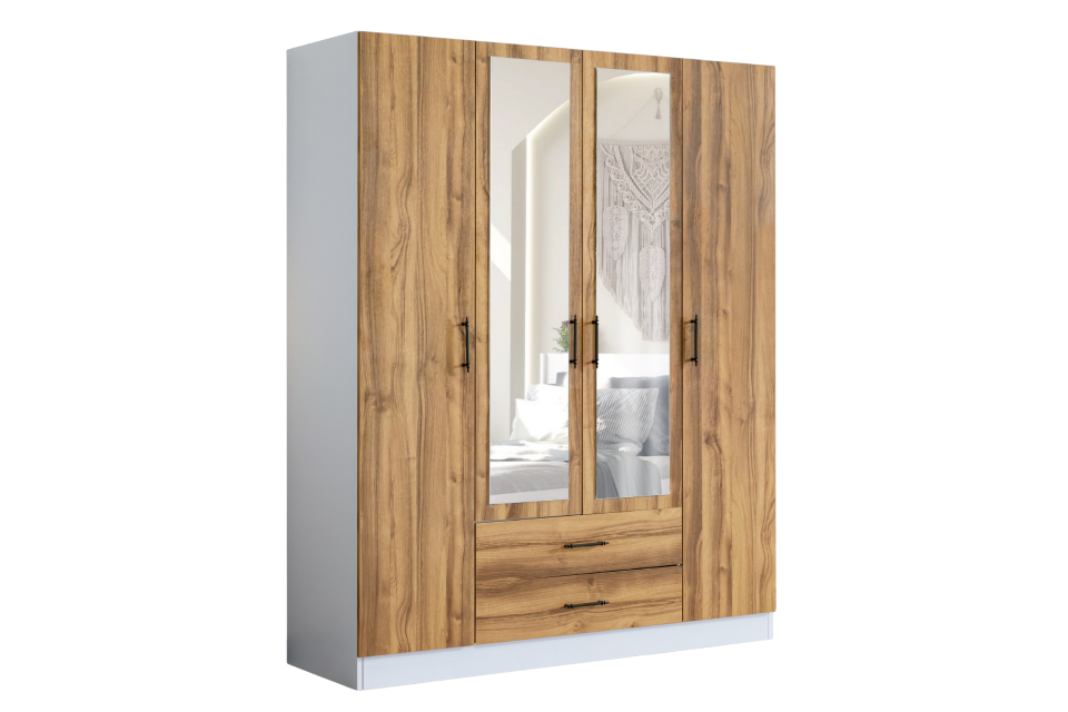 Blesk 4 Kapaklı, Aynalı Çekmeceli Dolap