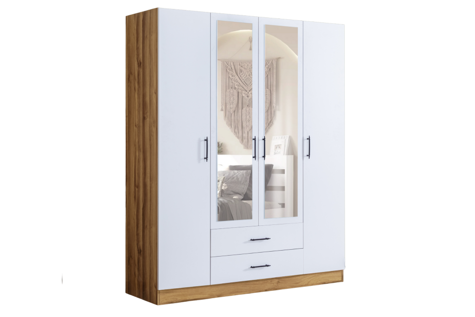 Blesk 4 Kapaklı, Aynalı Çekmeceli Dolap