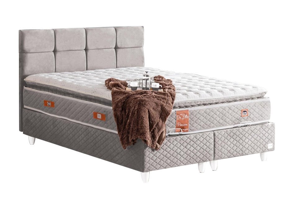 Gümüş Baza Başlık Real Pedli Yatak Seti 90 x 190 - Gri