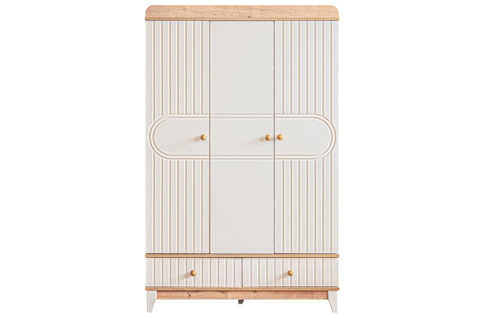 Klas 3 Kapaklı 2 Çekmeceli Dolap - Ceviz - Krem