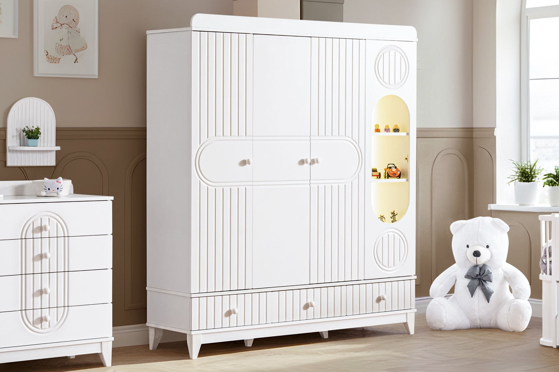 Klas 4 Kapaklı 3 Çekmeceli Dolap - Beyaz