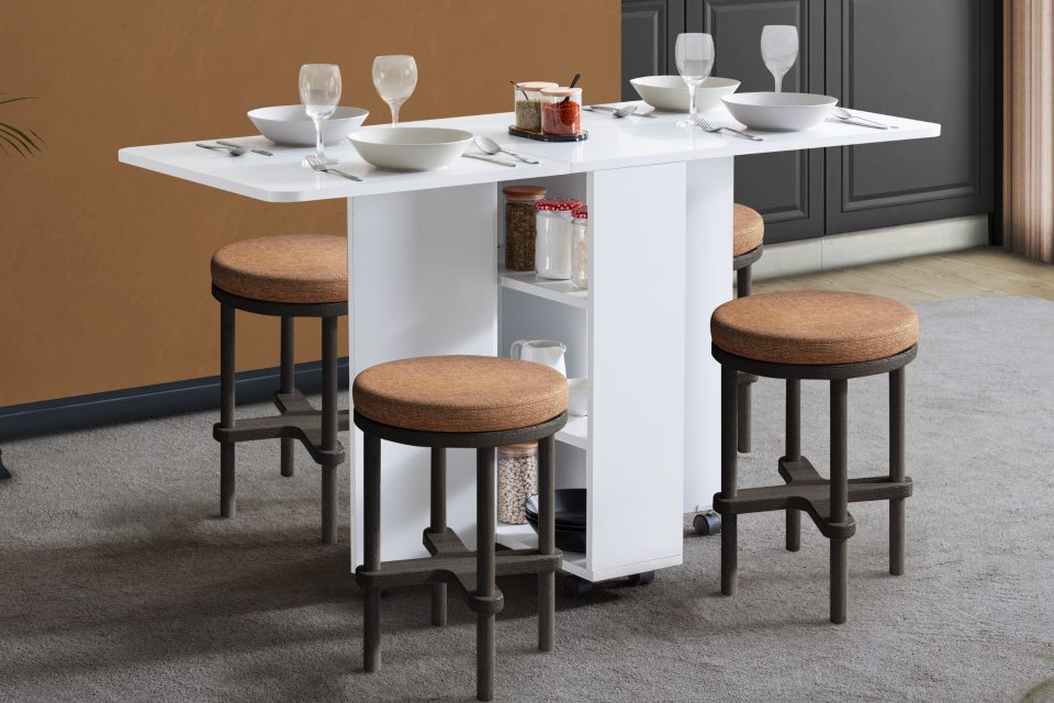 Blesk Katlanabilir Tekerlekli Çok Amaçlı Yemek Masası