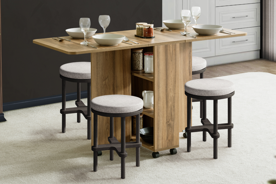 Blesk Katlanabilir Tekerlekli Çok Amaçlı Yemek Masası