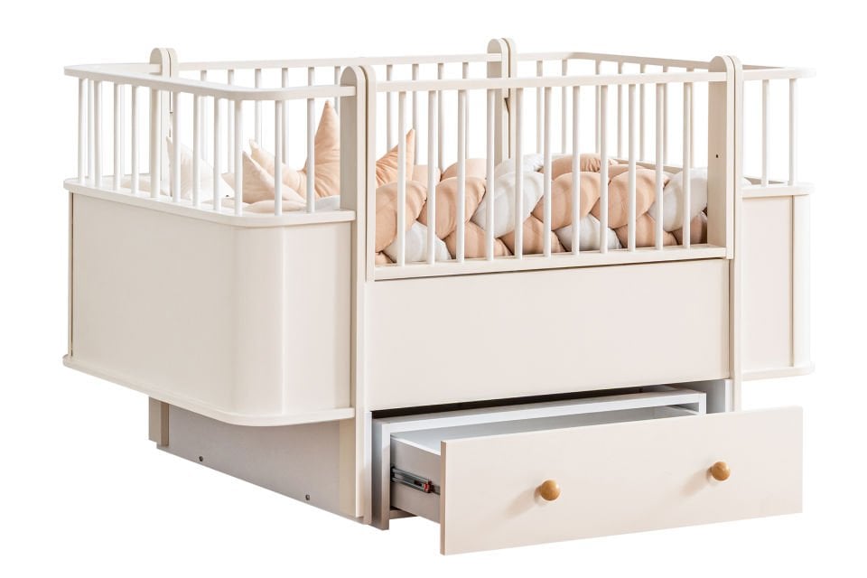 Dünya MDF Büyüyen Çekmeceli Beşik 80x130 - Krem