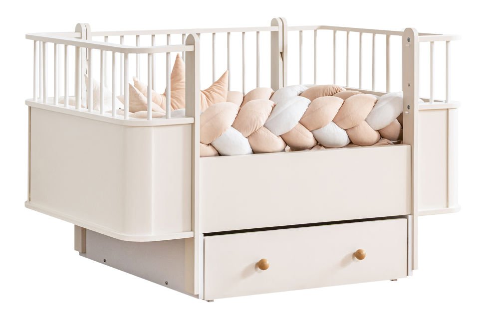 Dünya MDF Büyüyen Çekmeceli Beşik 80x130 - Krem