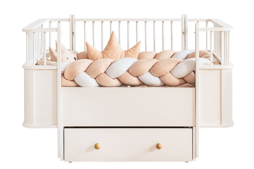 Dünya MDF Büyüyen Çekmeceli Beşik 80x130 - Krem