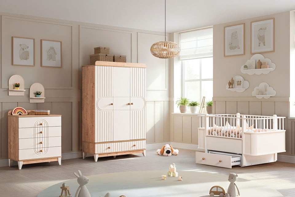 Klas Bebek Odası Takımı, Ceviz - Krem