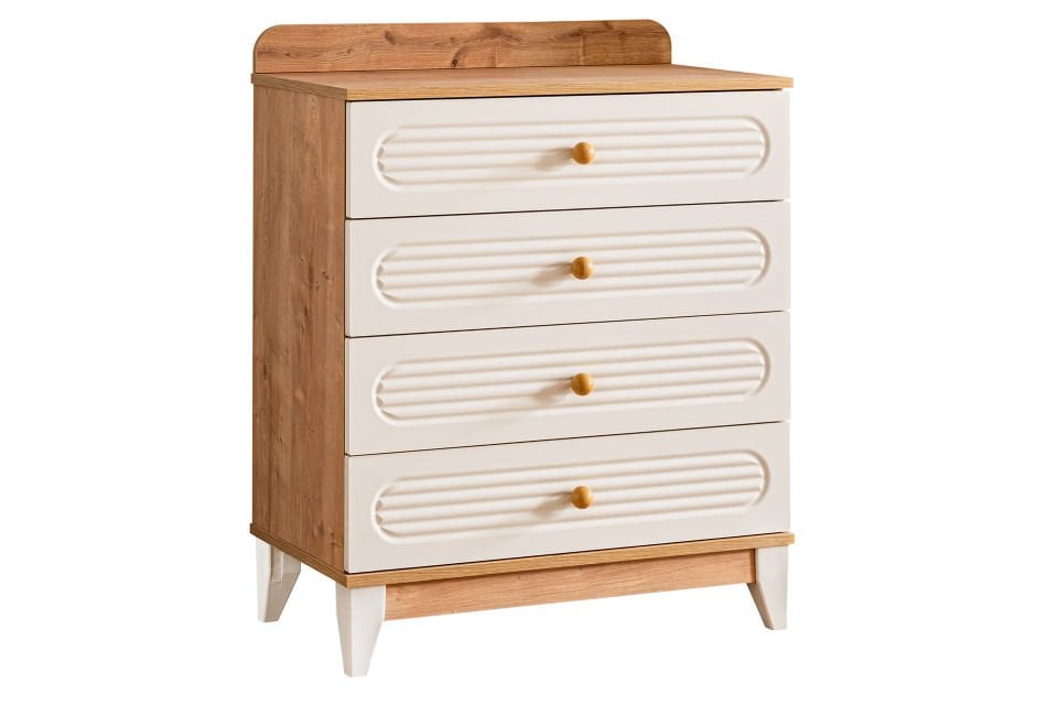 Tetri 4 Çekmeceli Şifonyer, Ceviz - Krem