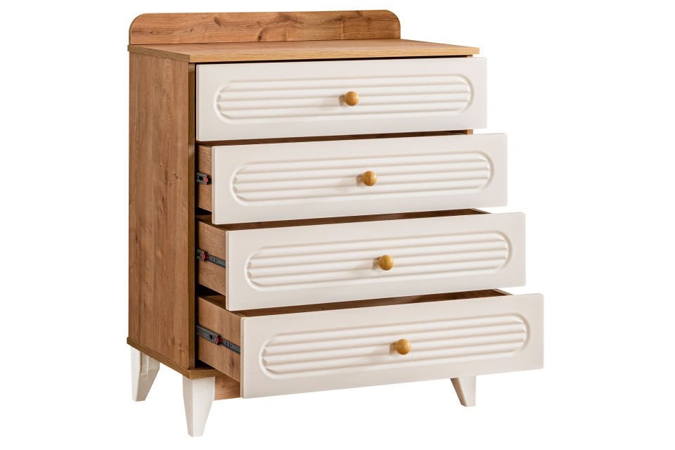 Tetri 4 Çekmeceli Şifonyer, Ceviz - Krem