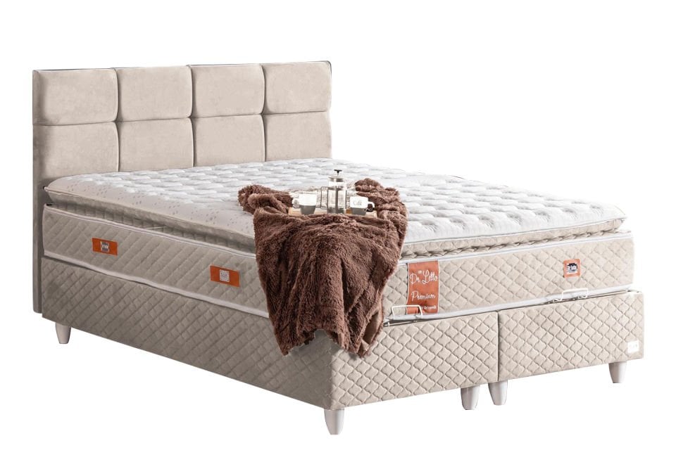 Gümüş Baza Başlık Real Pedli Yatak Seti 120 x 200 - Krem