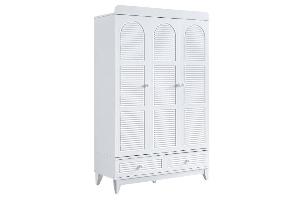 Tetri 3 Kapaklı 2 Çekmeceli Dolap - Beyaz