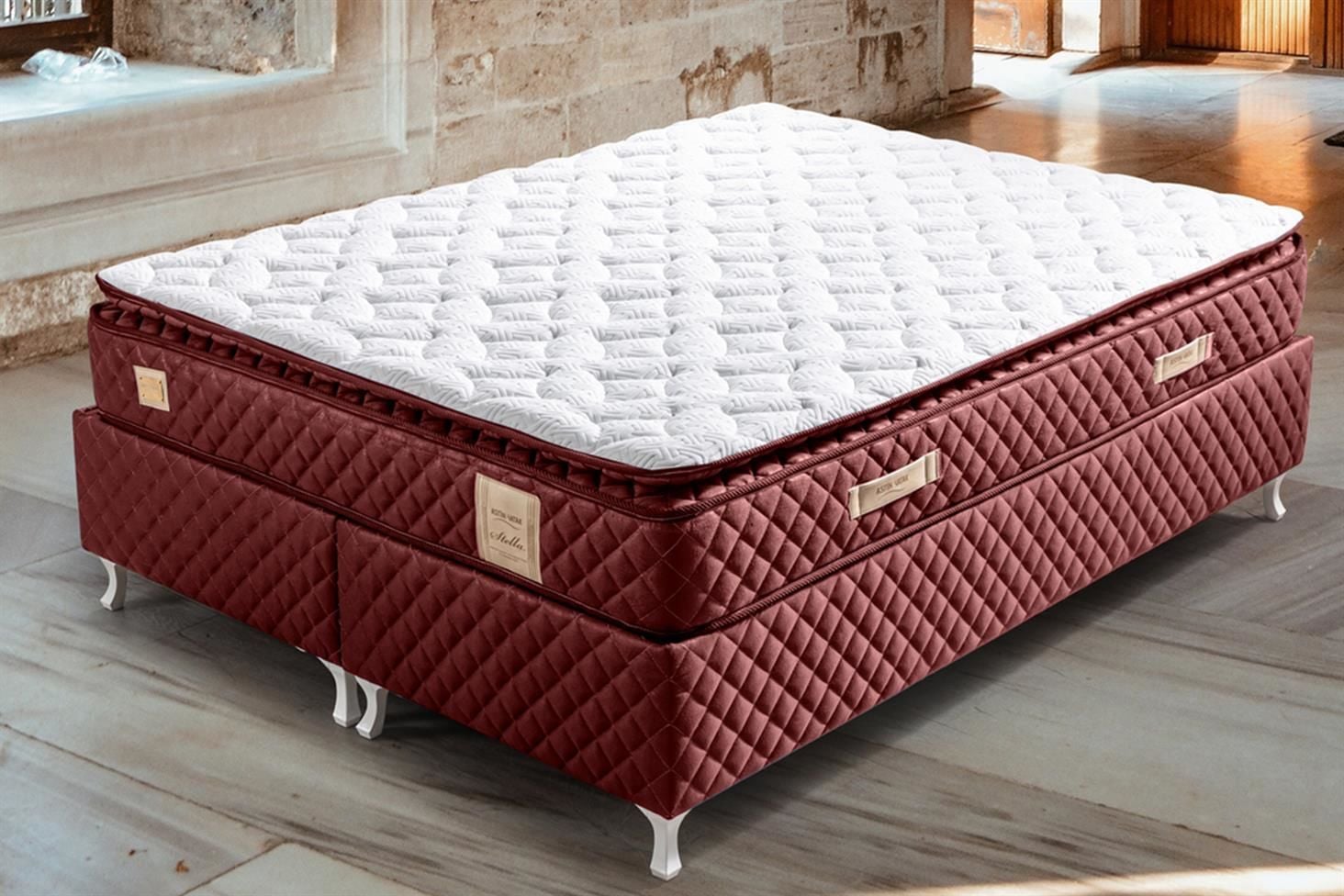 Stella Pedli Ortopedik Yaylı Yatak Bordo - 150x200