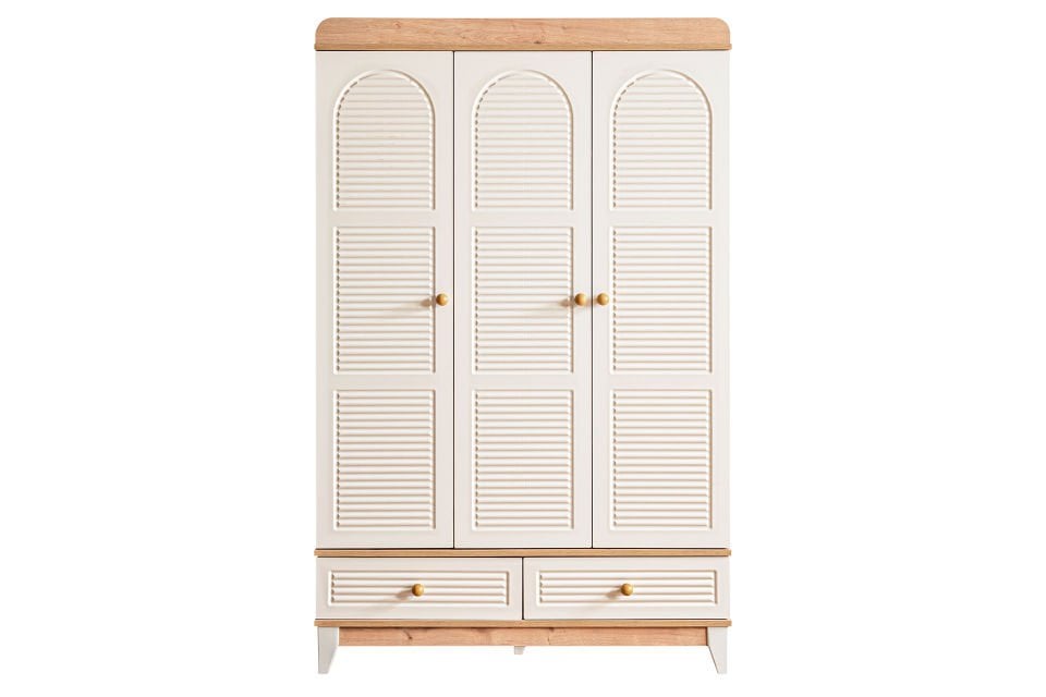 Tetri 3 Kapaklı 2 Çekmeceli Dolap, Ceviz - Krem