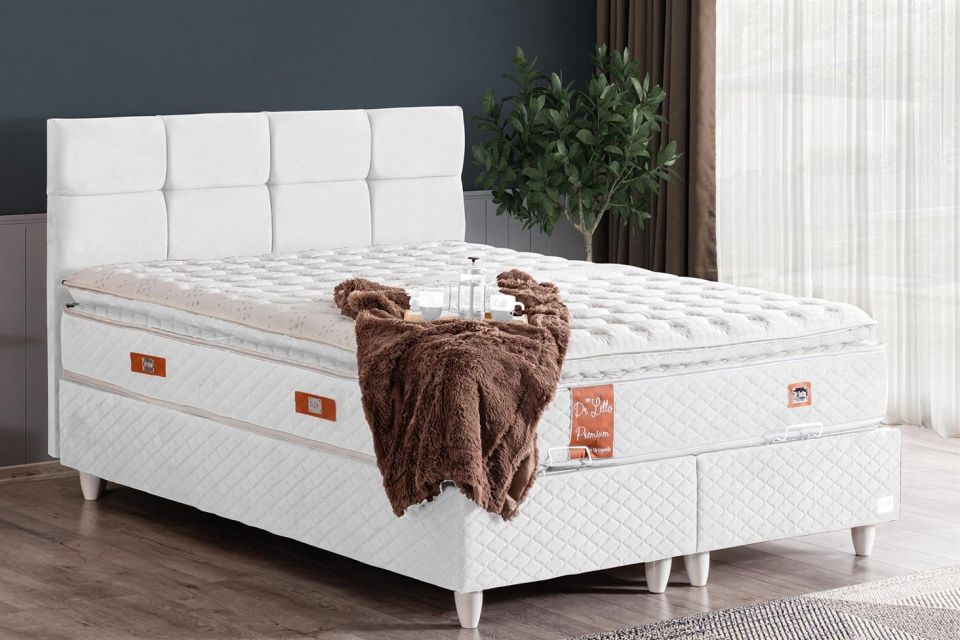 Gümüş Baza Başlık Real Pedli Yatak Seti 90 x 190 - Beyaz