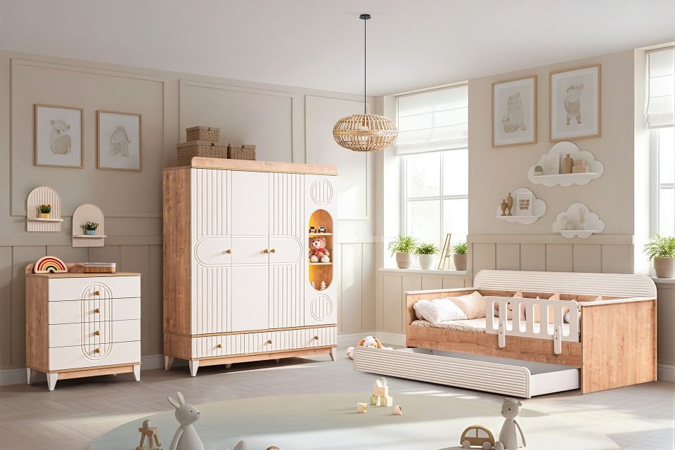 Tetri Çocuk Odası Takımı, Ceviz - Krem