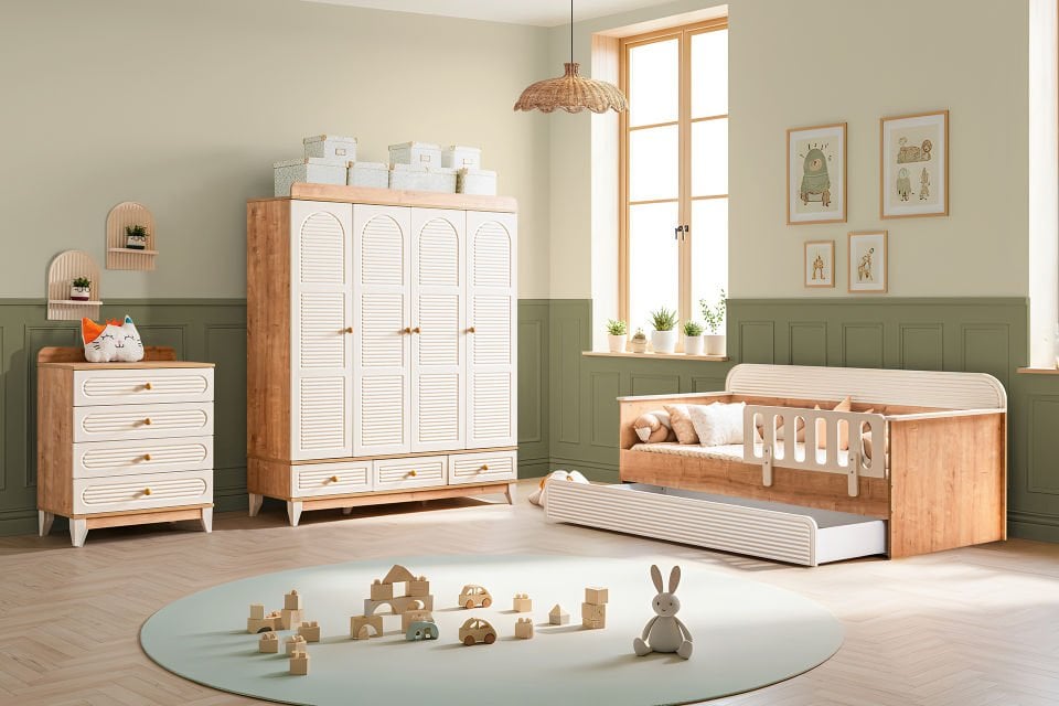 Tetri Çocuk Odası Takımı, Ceviz - Krem
