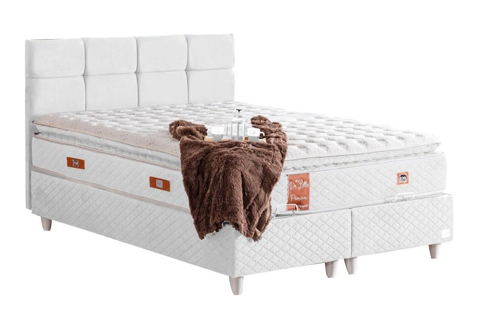 Gümüş Baza Başlık Real Pedli Yatak Seti 120 x 200 - Beyaz
