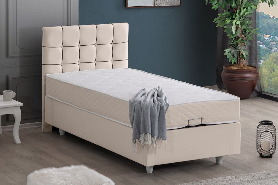 Tavira Baza Başlık Letto Yatak Seti 90 x 190 - Krem