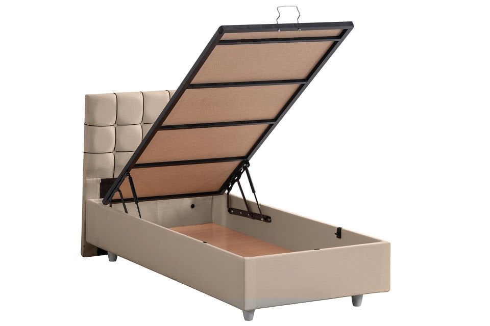 Tavira Baza Başlık Letto Yatak Seti 90 x 190 - Bej
