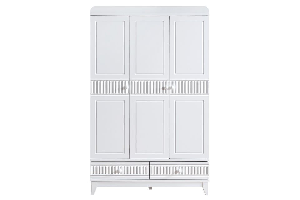 Bakü 3 Kapaklı 2 Çekmeceli Dolap - Beyaz