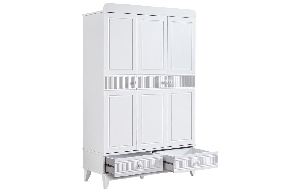Bakü 3 Kapaklı 2 Çekmeceli Dolap - Beyaz