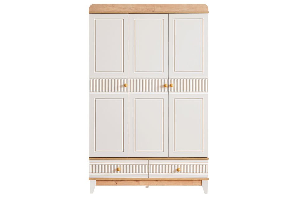 Bakü 3 Kapaklı 2 Çekmeceli Dolap, Ceviz - Krem