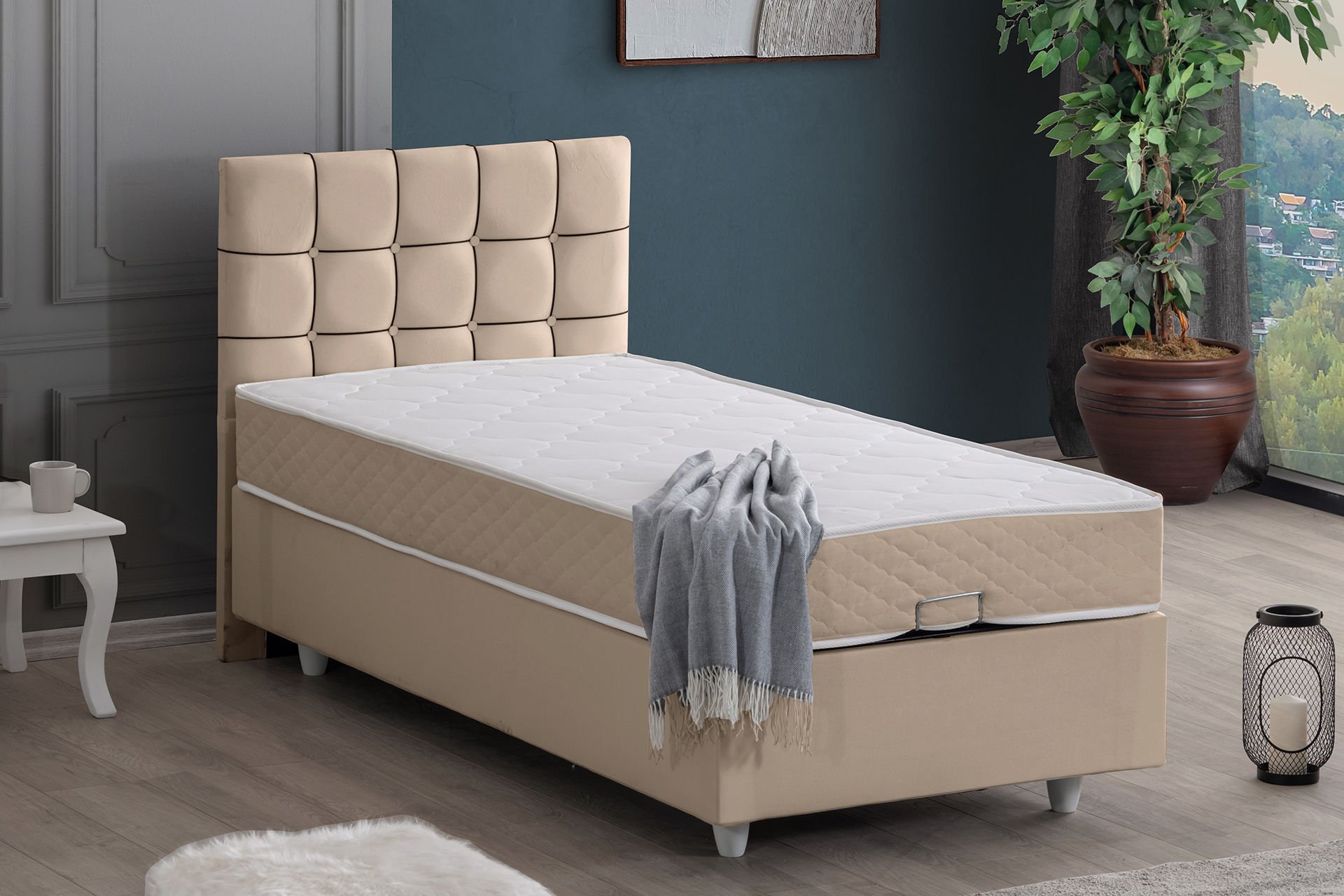 Tavira Baza Başlık Letto Yatak Seti 120 x 200 - Bej