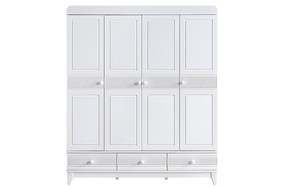 Bakü 4 Kapaklı 3 Çekmeceli Dolap - Beyaz