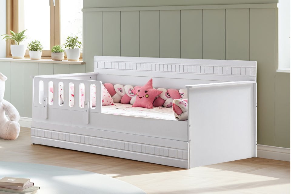 Bakü Yavrulu Montessori Karyola - Beyaz