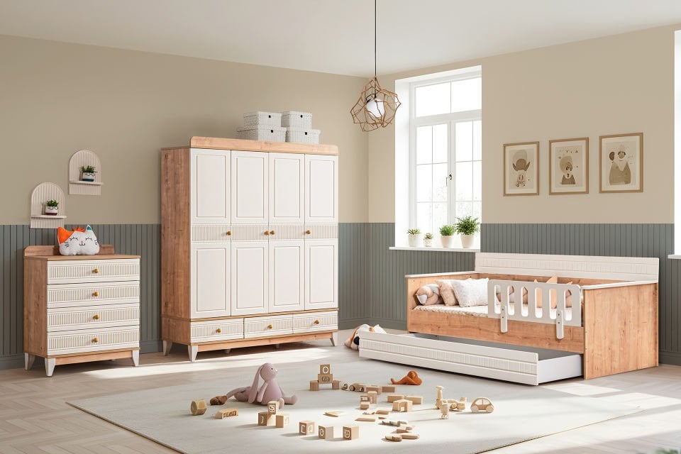 Bakü Çocuk Odası Takımı, Ceviz - Krem