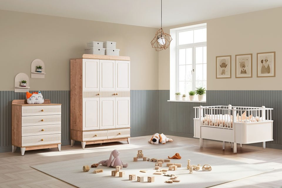 Bakü Bebek Odası Takımı, Ceviz - Krem