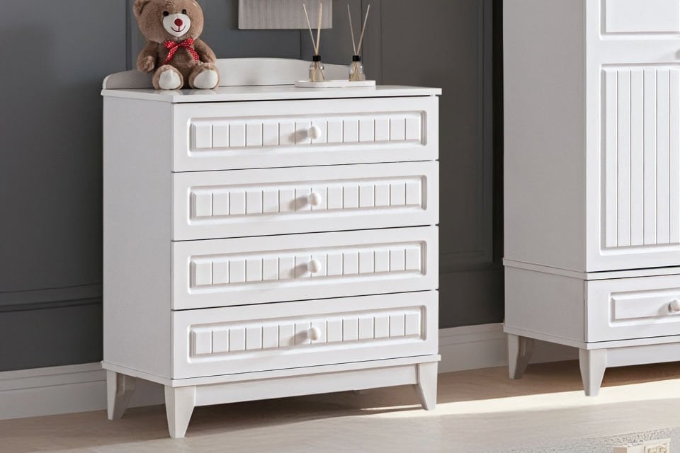 Deniz 4 Çekmeceli Şifonyer - Beyaz