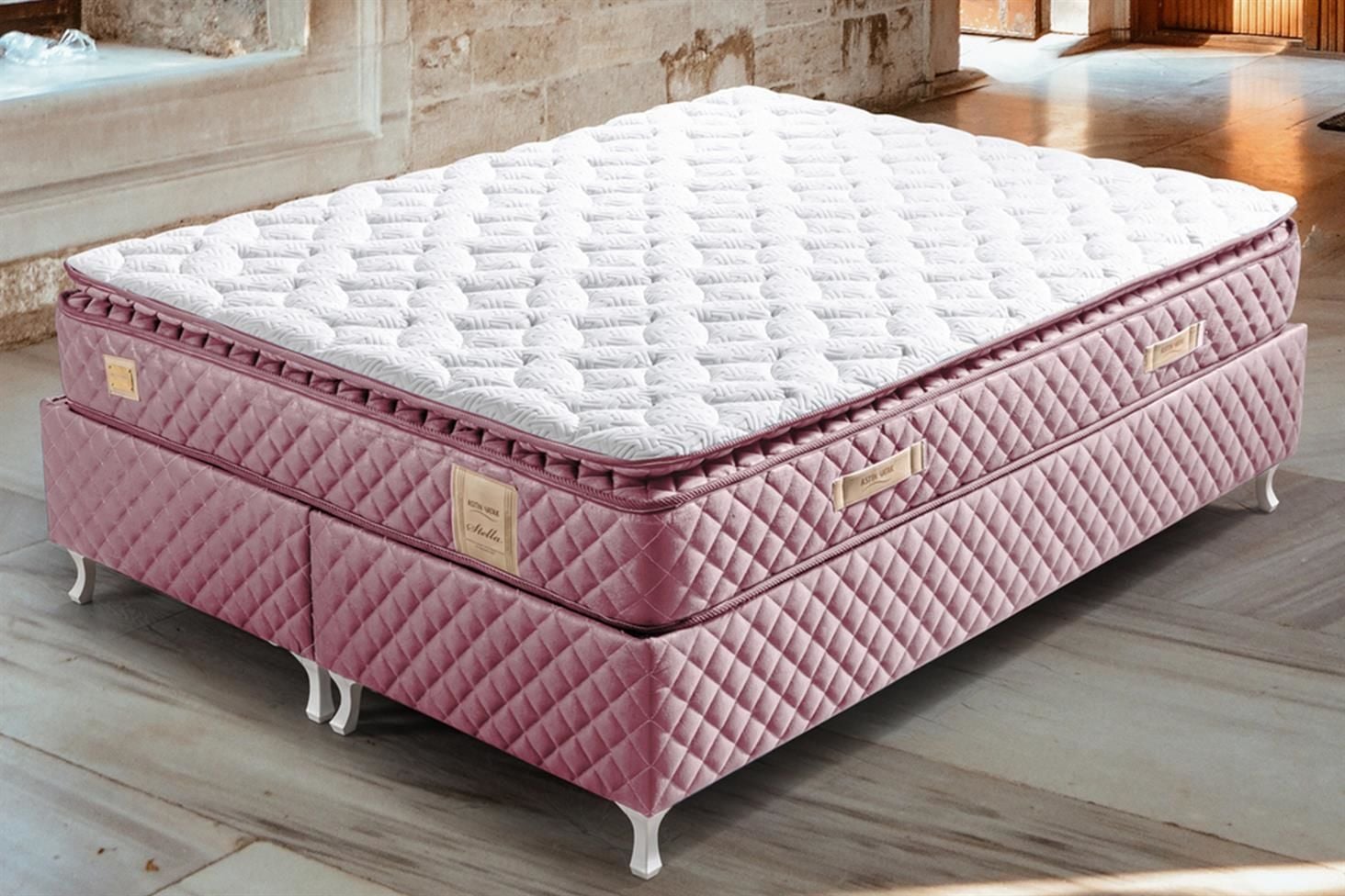 Stella Pedli Ortopedik Yaylı Yatak Pembe - 140x190