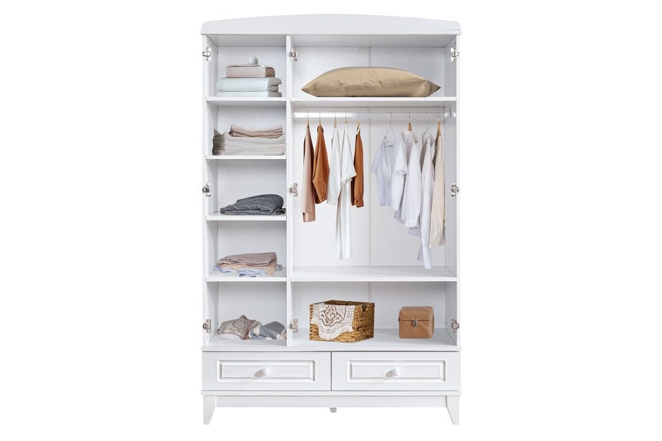 Deniz 3 Kapaklı 2 Çekmeceli Dolap - Beyaz