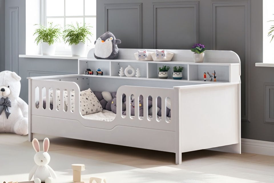 Etap Kitaplıklı Montessori Karyola - Beyaz