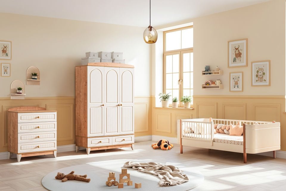 Deniz Çocuk Odası Takımı, Ceviz - Krem