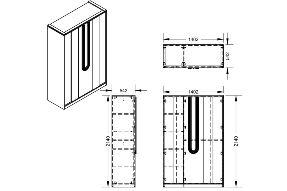 Megan 3 Kapaklı Gardırop