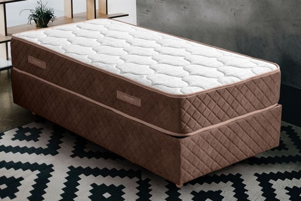 Deluxe Ortopedik Yaylı Yatak Açık Kahverengi - 90x200