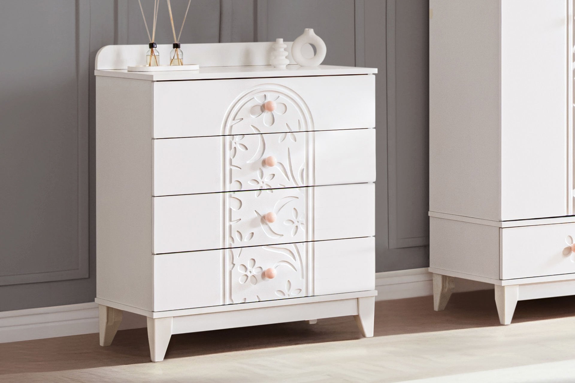 Garden 4 Çekmeceli Şifonyer - Beyaz