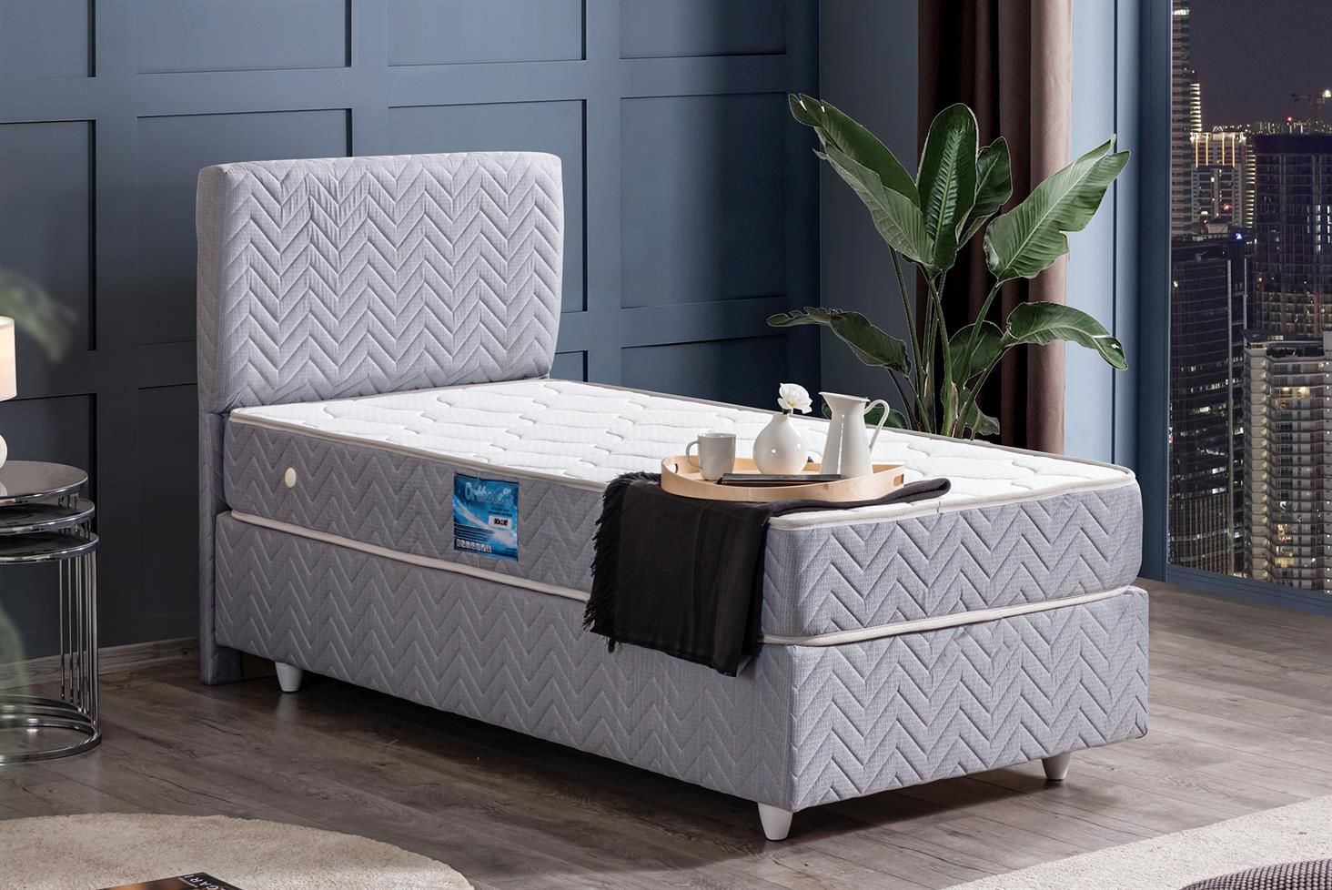 Kristal Baza Başlık Ortho Soft Yatak Seti 90 x 190 - Gri