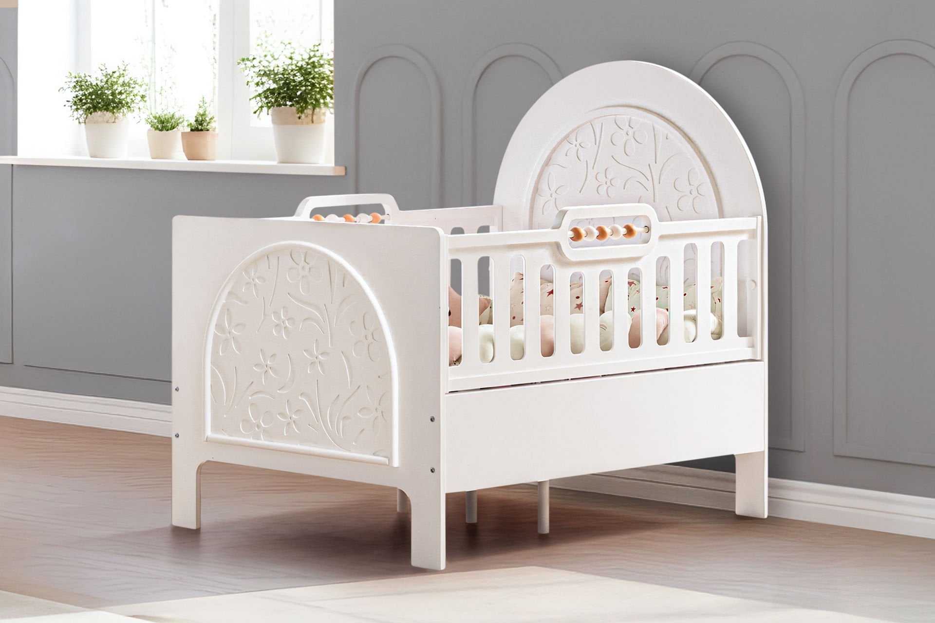 Garden MDF Büyüyen Beşik 90x130 - Beyaz