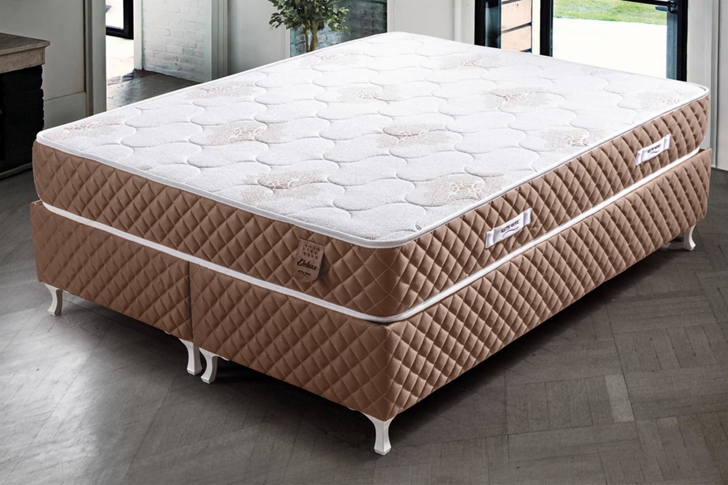 Deluxe Ortopedik Yaylı Yatak Açık Kahverengi - 180x200