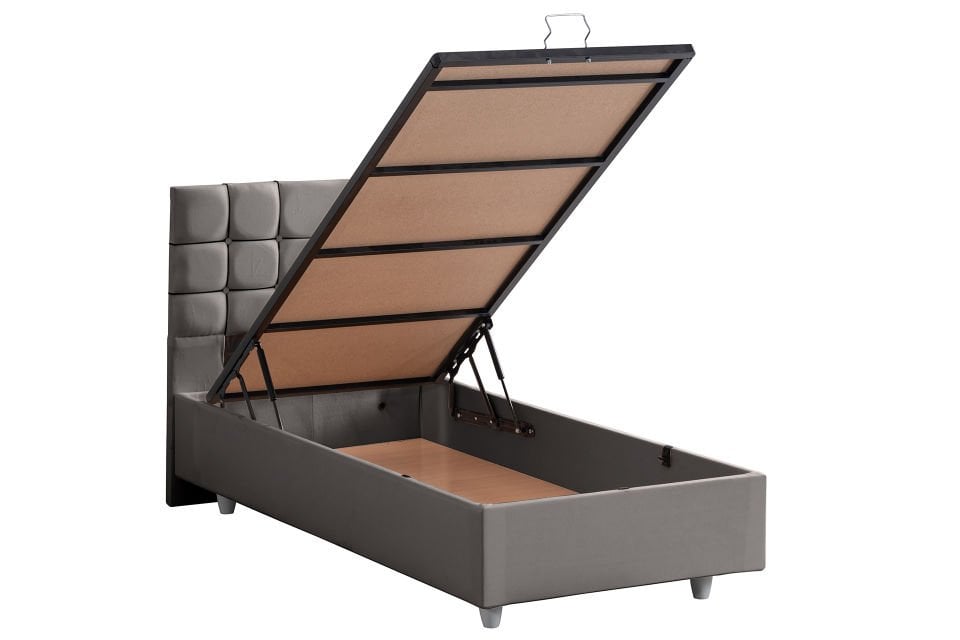 Almada Baza Başlık Letto Yatak Seti 90 x 200 - Gri