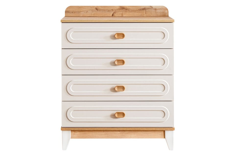 Soft 4 Çekmeceli Şifonyer, Ceviz - Krem